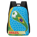 17 Inch School Brazil Football Soccer Print Backpack