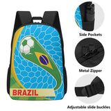 17 Inch School Brazil Football Soccer Print Backpack