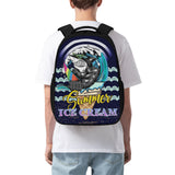 16 Inch Dual Compartment School Summer Shark Ice-cream Backpack
