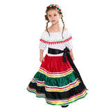Kids Mexican Ethnic Girl Costume Dress | For Halloween, Stage Performance, Costume Parties, Cultural Events