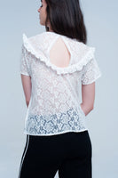 White Embroidered Blouse Shirt Top-Women - Apparel - Shirts - Blouses-WickyDeez