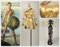 Wonder Woman Golden Amazon Battle Cosplay Costume+Sandals Shoes Custom Made-DC Comics Cosplay-WickyDeez