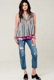 Embroidery Sleeveless Blouse With Tassels-Women - Apparel - Shirts - Blouses-WickyDeez
