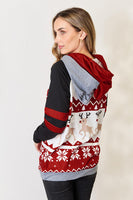 Stunning Double Take Full Size Christmas Drawstring Long Sleeve Hoodie