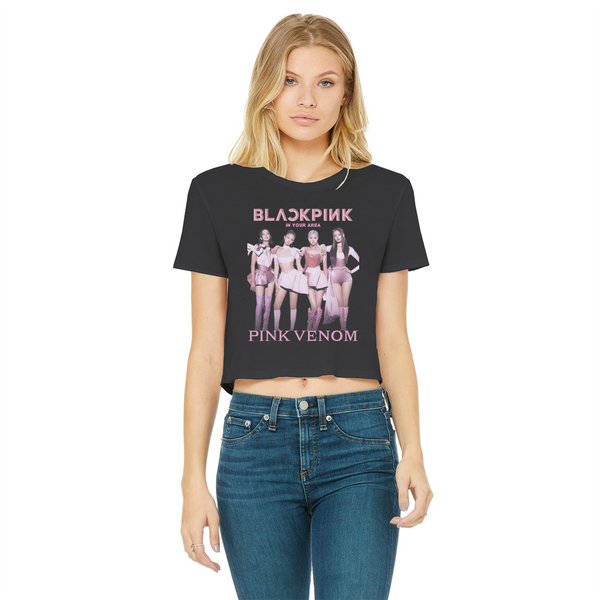 Blackpink | Pink Venom | Pink Outfits Classic Women's Cropped Raw Edge T-Shirt-WickyDeez | alloverprint.it-WickyDeez