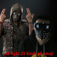 25 Emoji LED Light Faces Watch Dogs 2 Mask Marcus Wrench Rivet Cosplay Mask-Computer Game Cosplay-WickyDeez
