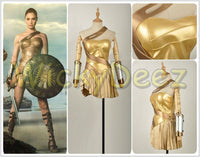 Wonder Woman Golden Amazon Battle Cosplay Costume+Sandals Shoes Custom Made-DC Comics Cosplay-WickyDeez