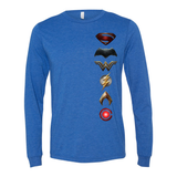 District Justice League Movie 100% Cotton Symbol Logo - Long Sleeve Jersey Tee