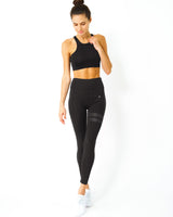 2 Piece Activewear Outfit Set | Form Fitting Compression | Sports Bra & Leggings - Black - WickyDeez