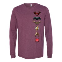 District Justice League Movie 100% Cotton Symbol Logo - Long Sleeve Jersey Tee