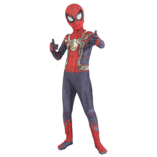 NEW Kids Spider-Man No Way Home Full Cosplay Costume With Mask | Zentai Red & Black Spiderman Jumpsuit Superhero Costume Set-WickyDeez-WickyDeez