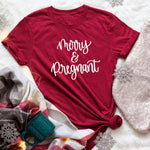 Merry and Pregnant Unisex Tee. Mama Tee. Merry Christmas T-Shirt-Women's Tops-WickyDeez