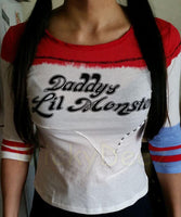 The No Hole or Rips Stiched Harley Quinn Shirt Daddy's Lil Monster Suicide Squad Version-DC Comics Cosplay-WickyDeez