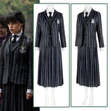 Inspired 2022 Wednesday Addams Cosplay Costume Nevermore Collage School Uniform Suit Coat Prop
