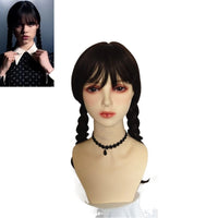 2022 Wednesday Addams Cosplay Costume Dress Optional Hair Wig Props
