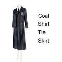 Inspired 2022 Wednesday Addams Cosplay Costume Nevermore Collage School Uniform Suit Coat Prop