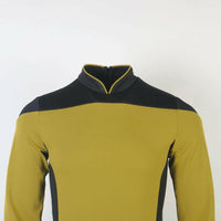 Star Trek TNG Cosplay Costume Gold Shirt Starfleet Operations Uniforms + Badge Set - WickyDeez