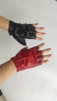 Inspired Suicide 2 Harley Quinn Gloves | Red And Black Cosplay Costume Half Fingered Glove - WickyDeez