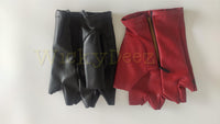 Inspired Suicide 2 Harley Quinn Gloves | Red And Black Cosplay Costume Half Fingered Glove - WickyDeez