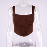 Y2K HotChick Fishbone Corset Tank Top Square Collar Cropped Navel Top-WickyDeez | Eprolo-WickyDeez
