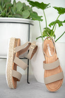 Espadrille Platform Sandals in Taupe | Adjustable Ankle Strap Platform Sole-WickyDeez | Trendsi-WickyDeez