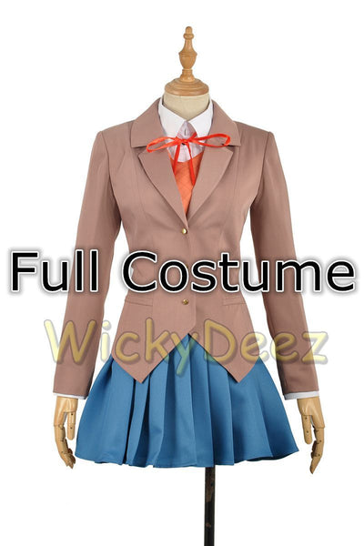 Doki Doki Literature Club Sayori Yuri Natsuki Monika Cosplay Costume Vest + Wig + Shoes-Anime Cosplay-WickyDeez