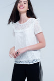 White Embroidered Blouse Shirt Top-Women - Apparel - Shirts - Blouses-WickyDeez