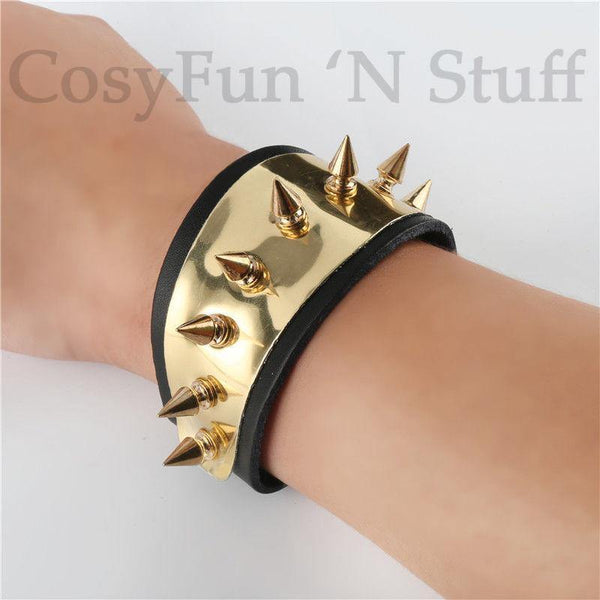 Inspired Harley Quinn Suicide Squad Spike Wrist Bracelet Cuff Cosplay Black Gold-DC Comics Cosplay-WickyDeez