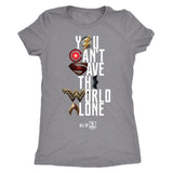 Justice League 2017 You Can't Save the World Alone - Womens Next Level Triblend T-Shirt (Movie Symbol Version)-DC Comics Cosplay-WickyDeez