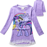 Girls Cute My Little Pony Lace Long-Sleeved Cotton T-shirt Cartoon Print Kids Clothing Ages from 2- 8yrs-Children's Apparel-WickyDeez