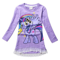 Girls Cute My Little Pony Lace Long-Sleeved Cotton T-shirt Cartoon Print Kids Clothing Ages from 2- 8yrs-Children's Apparel-WickyDeez