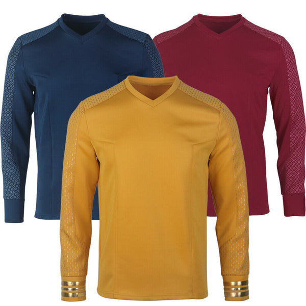 NEW Star Trek For Strange New Worlds Captain Pike Cosplay Uniform Top | Blue Red Gold Starfleet Costume Shirt Top-WickyDeez - MainKinez-WickyDeez
