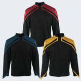 Mens Admiral JL Picard Cosplay Uniform Costume Shirt Top Startfleet Colors Red Gold Blue WickyDeez