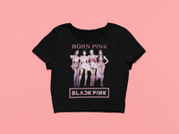 Blackpink | Born Pink | Pink Outfits Seoul Concert Women's Cropped Raw Edge T-Shirt-WickyDeez | alloverprint.it-WickyDeez