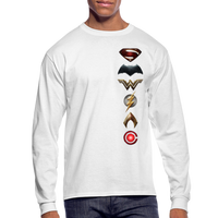 Justice League Movie Long Sleeve 100% Cotton Symbol Logo Shirt - Men's Long Sleeve T-Shirt - white