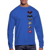 Justice League Movie Long Sleeve 100% Cotton Symbol Logo Shirt - Men's Long Sleeve T-Shirt - royal blue