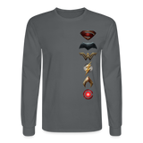 Justice League Movie Long Sleeve 100% Cotton Symbol Logo Shirt - Men's Long Sleeve T-Shirt - charcoal