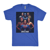The Justice League Mens Next Level Triblend T-Shirt Group Edition-DC Comics Cosplay-WickyDeez