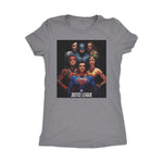 The Justice League Womens Next Level Triblend T-Shirt Group Edition-DC Comics Cosplay-WickyDeez
