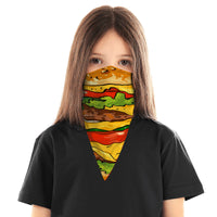 Children's Burger Face Mask Bandana Scarf Cover | 2x - 50x Disposable Five Layer Filter Pads Available - WickyDeez