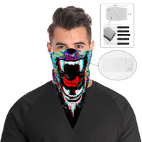 Roaring Bear Bandana Face Mask Scarf Cover | 2x - 50x Disposable Five Layer Filter Pads Available - WickyDeez