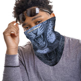 Blue Leopard Snood Face Mask Balaclava Scarf Cover | 2x - 50x Disposable Five Layer Filter Pads Available - WickyDeez