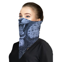 Roaring Blue Leopard Bandana Face Mask Cover | 2x - 50x Disposable Five Layer Filter Pads Available - WickyDeez