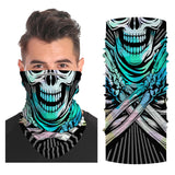 Cross-bone Skull Snood Face Mask Balaclava Scarf Cover | 2x - 50x Disposable Five Layer Filter Pads Available - WickyDeez