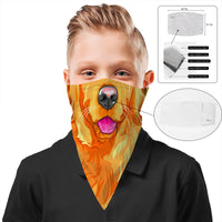 Children's Dog Bandana Face Mask Scarf Cover | 2x - 50x Disposable Five Layer Filter Pads Available - WickyDeez