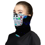 Gothic Skull Snood Face Mask Balaclava Scarf Cover | 2x - 50x Disposable Five Layer Filter Pads Available - WickyDeez