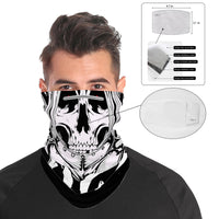 Skeleton Knight Skull Snood Face Mask Balaclava Scarf Cover | 2x - 50x Disposable Five Layer Filter Pads Available - WickyDeez