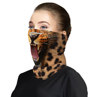 Roaring Leopard Face Mask Balaclava Scarf Cover | 2x - 50x Disposable Five Layer Filter Pads Available - WickyDeez