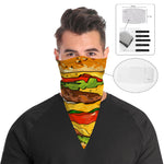 Burger Face Mask Bandana Scarf Cover | 2x - 50x Disposable Five Layer Filter Pads Available - WickyDeez