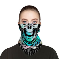 Cross-bone Skull Snood Face Mask Balaclava Scarf Cover | 2x - 50x Disposable Five Layer Filter Pads Available - WickyDeez